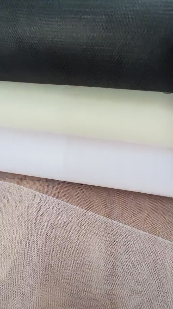 2m wide, hard stiff tulle mesh, netting fabric in white, ivory or black color
