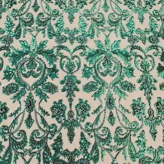 3D-Handbeaded Ornamental Lace Fabric with Flowers, couture lace, bridal lace, evening dress fabric, embroidery fabric, Net lace LL-1293