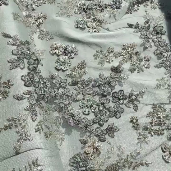 3D Highend handbeaded Lace Stoff, Luxus handgemachte Perle, französische Spitze, Bestickte Spitze, Hochzeit Spitze, Brautspitze LL-1137
