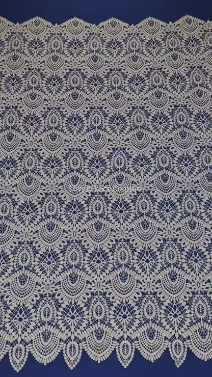 Gorgeous modern boho lace fabric, soft guipure lace in off-white, High Quality, Crochet Lace, lace for gown, from 1 metre LL-1437