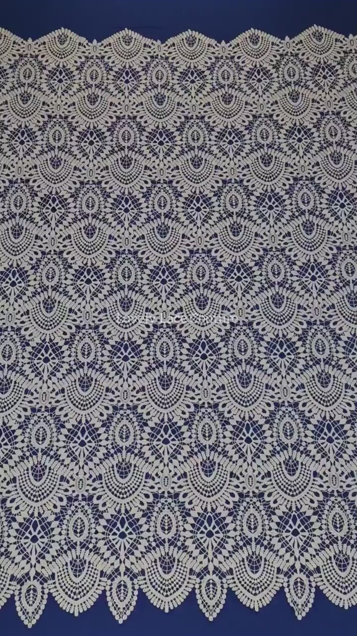 Gorgeous modern boho lace fabric, soft guipure lace in off-white, High Quality, Crochet Lace, lace for gown, from 1 metre LL-1437