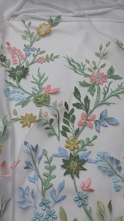 Multi color Flower lace fabric, LL-1570