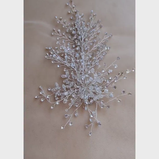 Floral Wedding Headpieces, Bridal Hair Clip, Pearl Crystal Bridal Headpiece, Bridal Hair Jewelry in silver color LL-1397