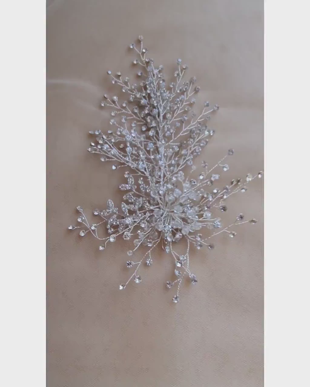 Floral Wedding Headpieces, Bridal Hair Clip, Pearl Crystal Bridal Headpiece, Bridal Hair Jewelry in silver color LL-1397