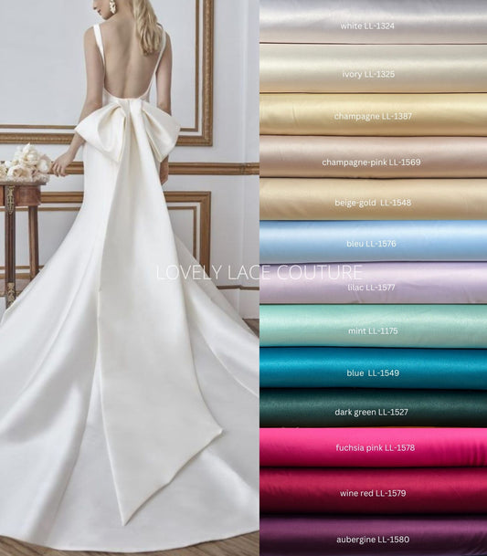 Italienischer Satinstoff in wunderschönem Weiß, Elfenbein, Beige-Gold, Mint, Blau oder Dunkelgrün, Stoff für Kleider oder Overalls, Hohe Qualität